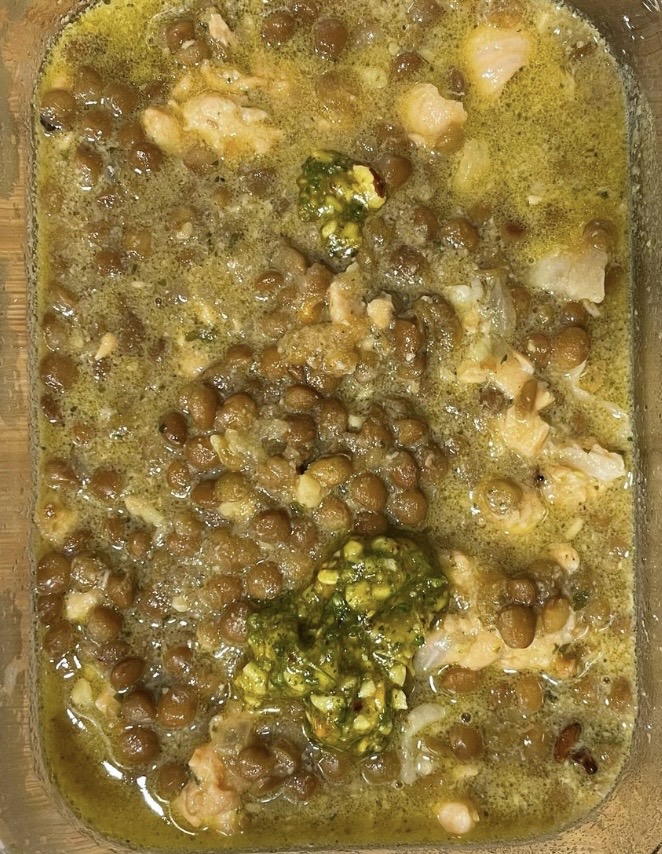 Lentejas con salmón de mi padre