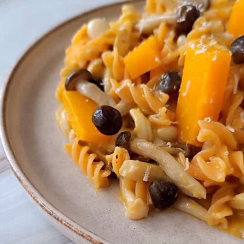 5 pasta sin gluten con setas y calabaza asada