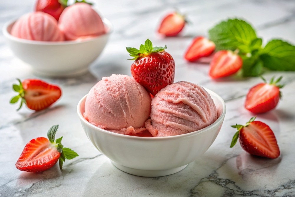Helados de fruta de temporada saludables